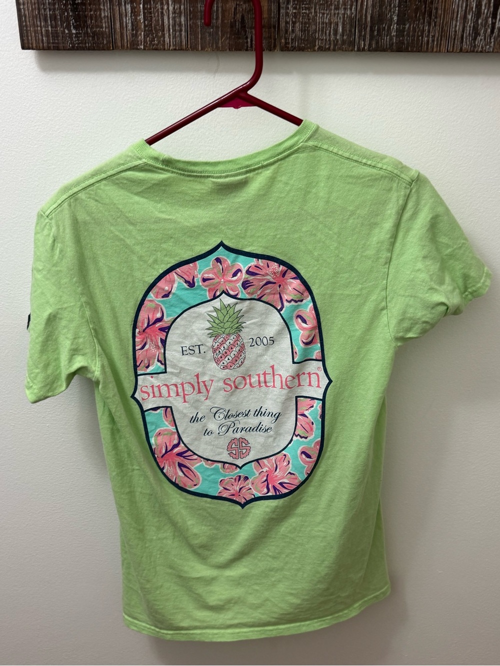 Simply Southern Lime Green Graphic Tee with Pink Label